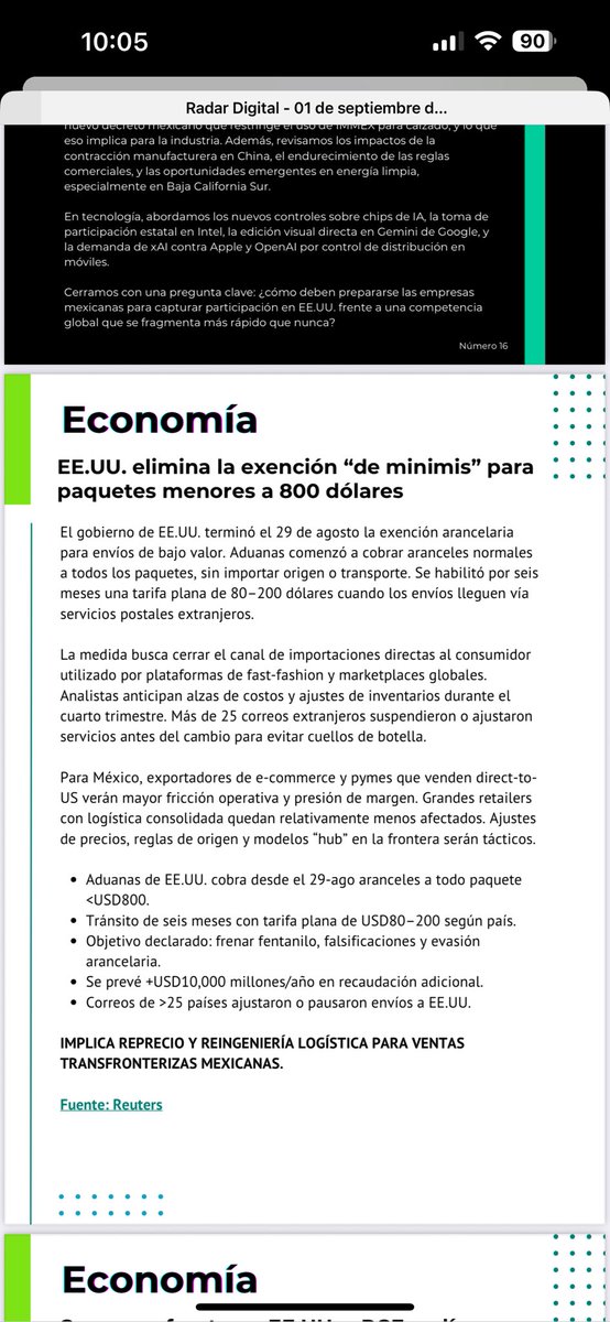 LuisLino's tweet photo. 🇺🇸 ❌ELIMINA exención "de minimis" para 📦 < $800 Dlls 💸

➡️Todo 📦 que llegue a 🇺🇸 del 🌍 pagará impuestos a partir del 29 de agosto 2025. https://t.co/f6q5rqa0PY