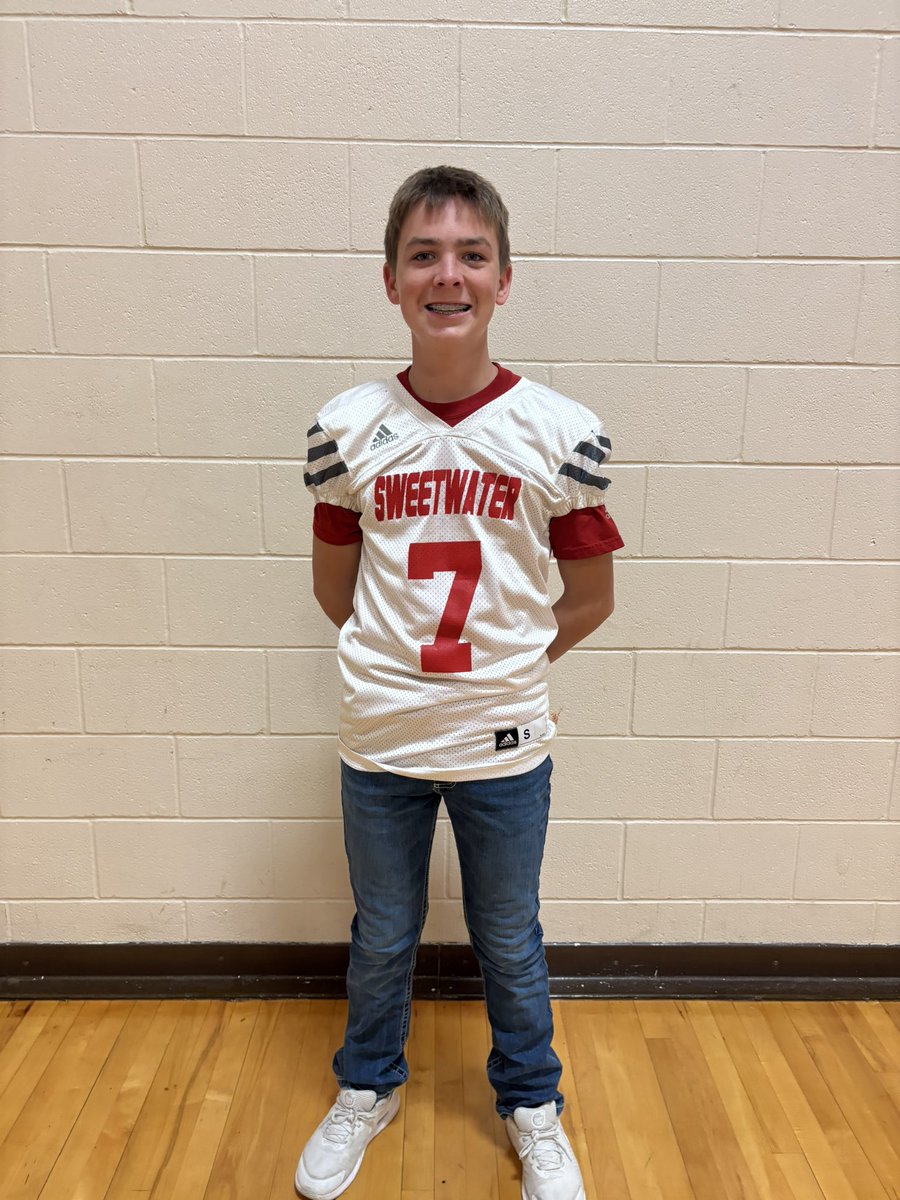 Good luck to this guy today as he plays in his 1st 7th grade football game. Good luck Hank Hodnett and the Sweetwater Colts!