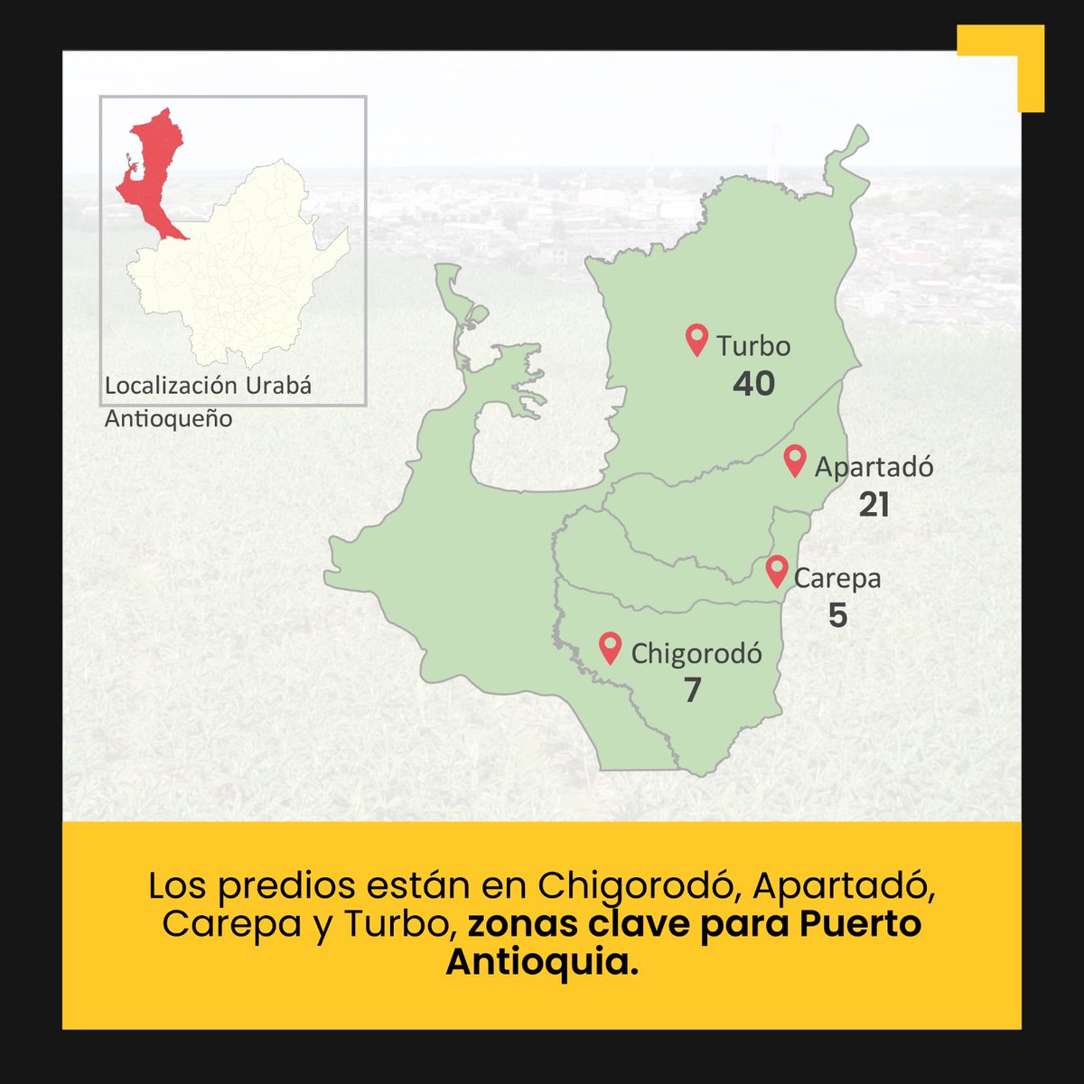 🚨 Chiquita Brands, multinacional bananera que financió el paramilitarismo, tiene 73 predios en Urabá a nombre de Agrícola El Retiro: más de 4 mil hectáreas, un territorio del tamaño de la Isla de San Andrés. 🌎 

<a href="/PnudColombia/">PNUD Colombia</a> 
<a href="/MONYRODRIGUEZOF/">MÓNICA RODRÍGUEZ 🐤</a> 
<a href="/MJDuzan/">María Jimena Duzán</a> 
<a href="/CeciliaOrozcoT/">CeciliaOrozcoTascón</a>