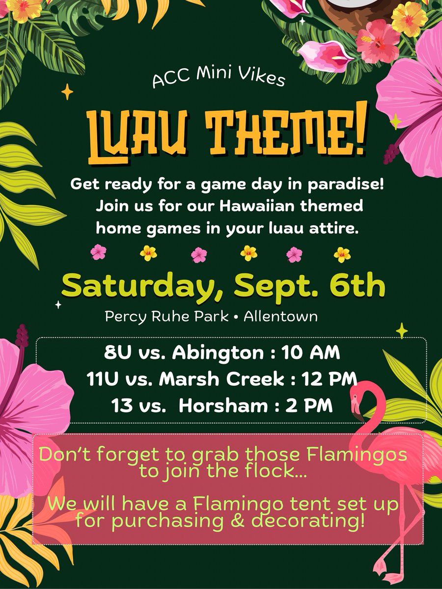 It’s going to be a beautiful day to come catch the ACC Mini Vikes home games this Saturday. Catch 8U, 11U and 13U play at Percy Ruhe before heading to the @acchsvikings Varsity game at 7pm vs. Freedom at JBC.