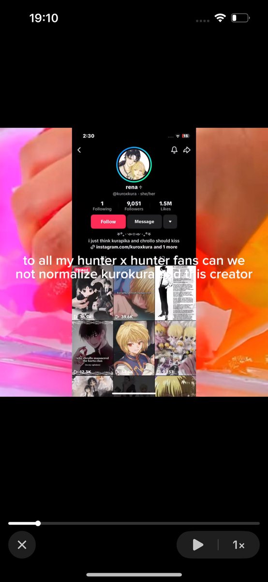 “To all my hxh fans can we not normalise krkr and this creator” 

Imagine rallying the entire hxh fandom over Kurokura. You don’t have to like it, but policing others is weird… Poor Rena always catching strays😭