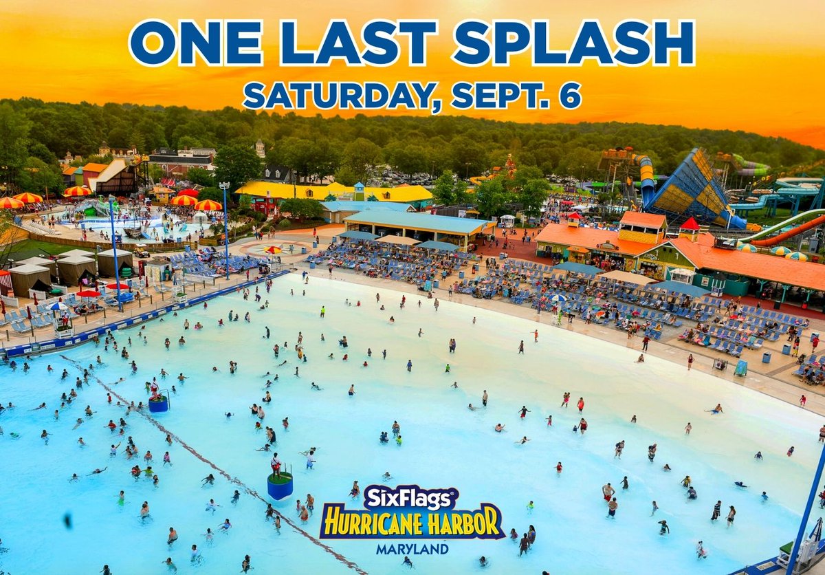 Join us for one last splash at Hurricane Harbor Maryland this Saturday from 11:30 AM - 6:30 PM. Will we see you there?