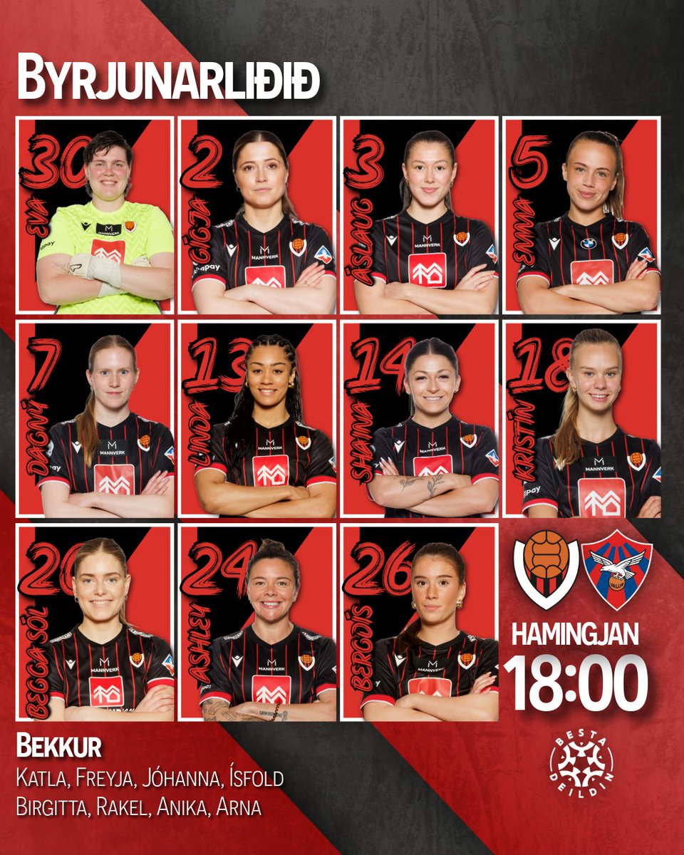 Byrjunarlið okkar Víkinga í kvöld. Hamingjan er opin og það er dúndur veður í dalnum okkar. 40 mínútur í kick off og veisla framundan. Takk.