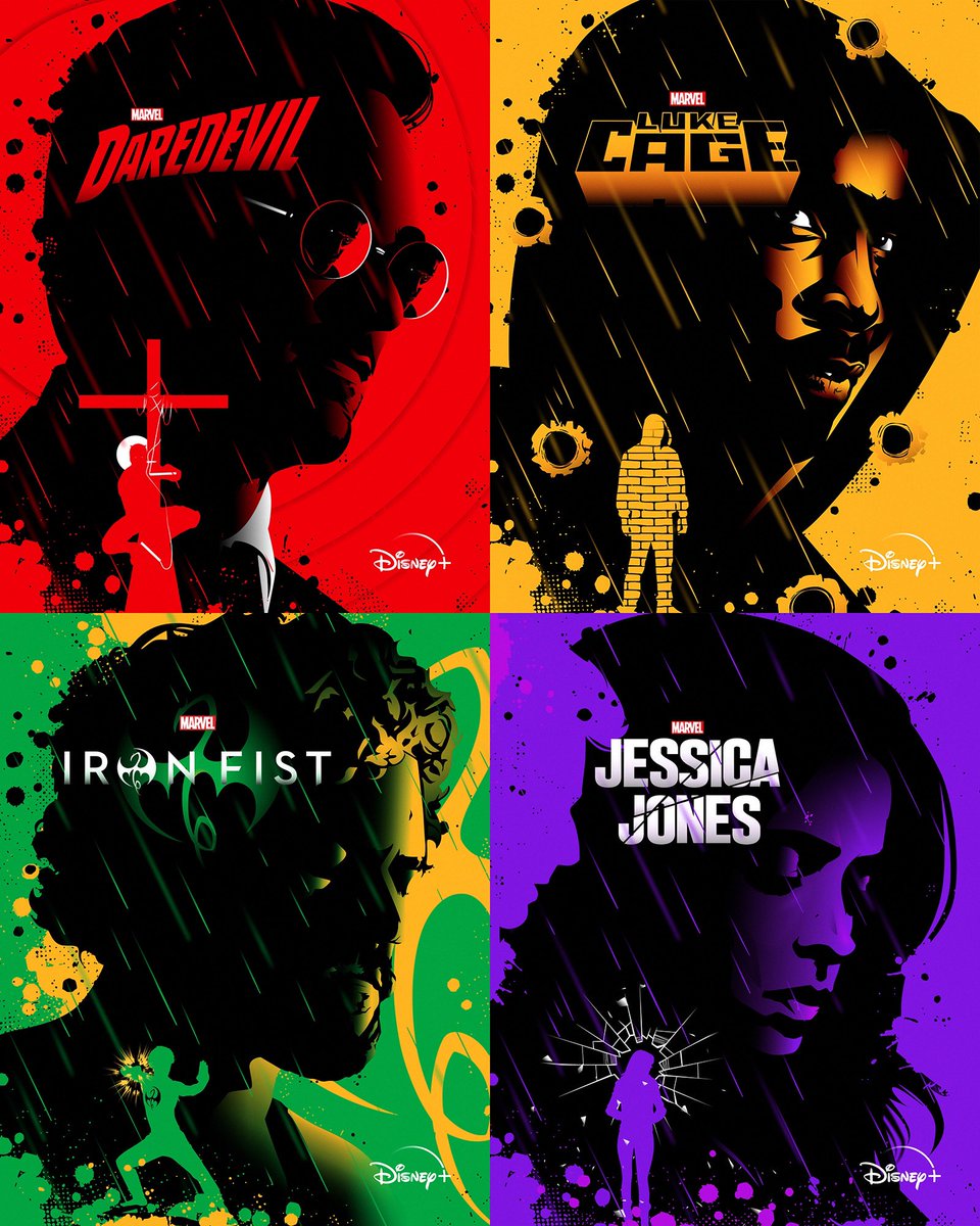 I was just checking some of my old files and I found some lovely things, in this case, a series of tribute posters for #MarvelStudios Street Level Heroes! 🔥🎨

Can’t wait to see #Daredevil in his new 2nd season next year with Jessica Jones... and Luke Cage &amp; Iron Fist maybe? 😀