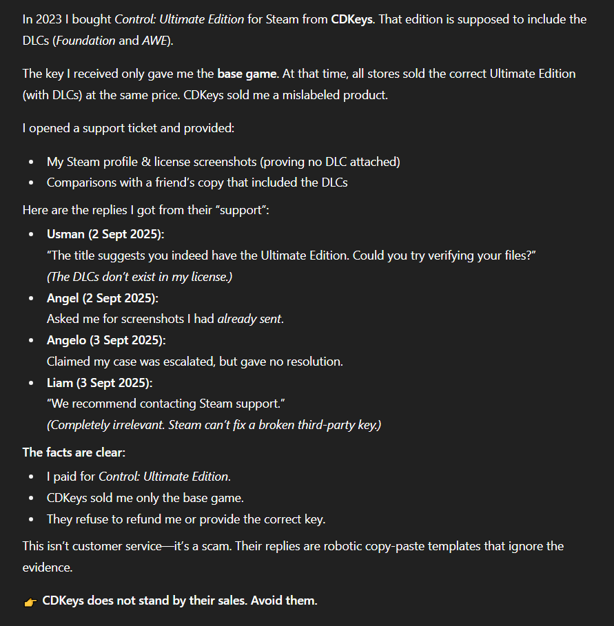 omegakious's tweet photo. #scam A rebranding never helps if your customer services and practices are BAD. Here's my story of how i got scammed by @LoadedEN previously known as CD Keys. https://t.co/toIXF3Ywms