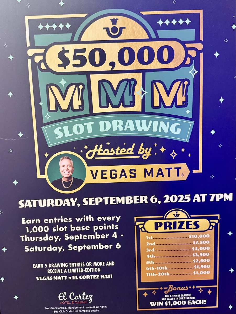 Vegas Matt (@itsvegasmatt) on Twitter photo The earning period starts today. See you Saturday at <a href="/ElCortezLV/">El Cortez Las Vegas</a> and GOOD LUCK! The earning period starts today. See you Saturday at <a href="/ElCortezLV/">El Cortez Las Vegas</a> and GOOD LUCK!
