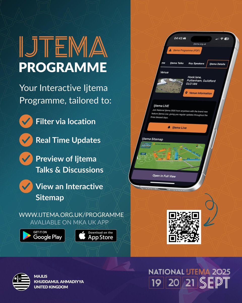 The Ijtema Programme Is Out!

MKA UK National Ijtema Programme has been launched to help you plan your ijtema experience better.

Click to view/download PDF or view the new and improved interactive program 

ijtema.org.uk/programme/