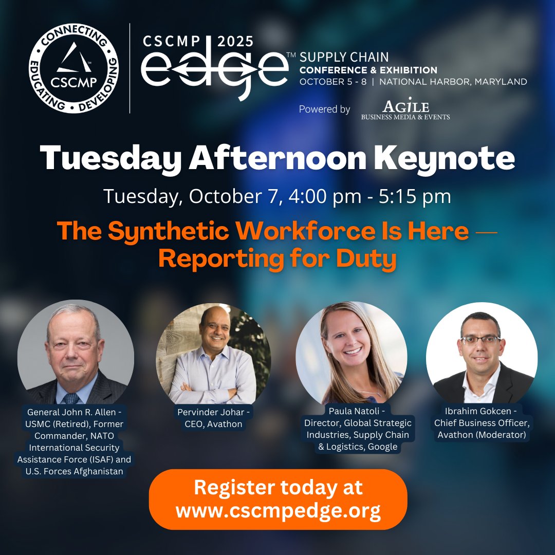 CSCMPEDGE's tweet image. Don’t miss EDGE’s Tuesday Afternoon Keynote: The Synthetic Workforce Is Here — Reporting for Duty.
Save $450 with code SHARPENUP:
ow.ly/jhG150WRqw3