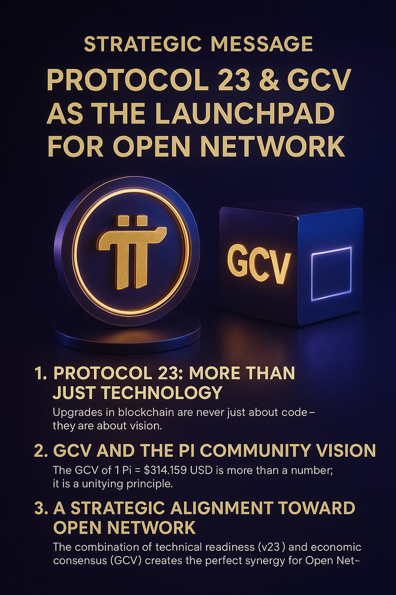 🧙‍♀️🧙‍♀️🧙‍♀️PI NETWORK NEWS: S#7: Strategic Message – Protocol 23 &amp; GCV as the Launchpad for Open Mainnet
(Personal viewpoint)

Upgrades in blockchain are never just about code—they are about vision. Protocol 23 represents a milestone for Stellar and a stepping stone for Pi Network.