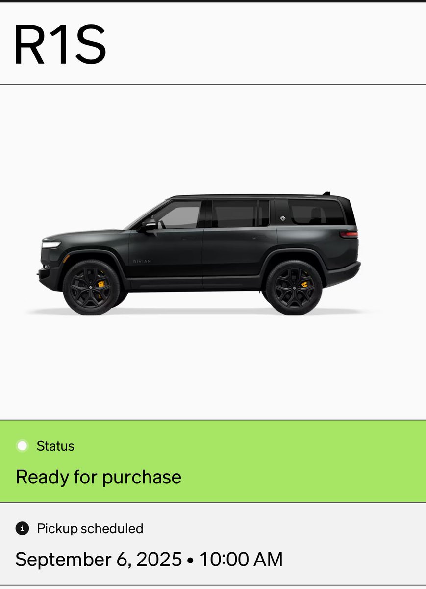 2026 <a href="/Rivian/">Rivian</a> R1S TriMax inbound! Black with slate sky interior. My second Rivian! Excited to have an integrated NACS port.