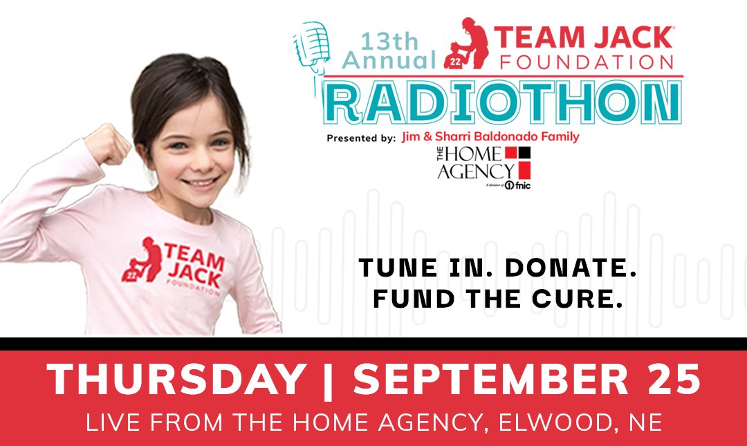 The Team Jack Radiothon, presented by <a href="/TheHomeAgency/">The Home Agency</a> &amp; Baldonado family, is set for Sept 25! Thx to the <a href="/HuskersRadio/">Huskers Radio Network</a>  &amp; our amazing station partners for helping us share these powerful stories! Join us in the fight! bit.ly/3yAFHDx.