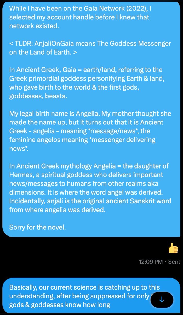 AnjaliOnGaia's tweet image. There have been many inquiries wrt my 𝕏 handle @AnjaliOnGaia &amp;amp; Gaia TV Network.

Below: an explanation of angelia, gaia &amp;amp; anjali origins. The Council calls me Anjali; early 2021 they encouraged my 𝕏 handle before I was aware of Gaia Network or the below meanings. #Dimensions 👽