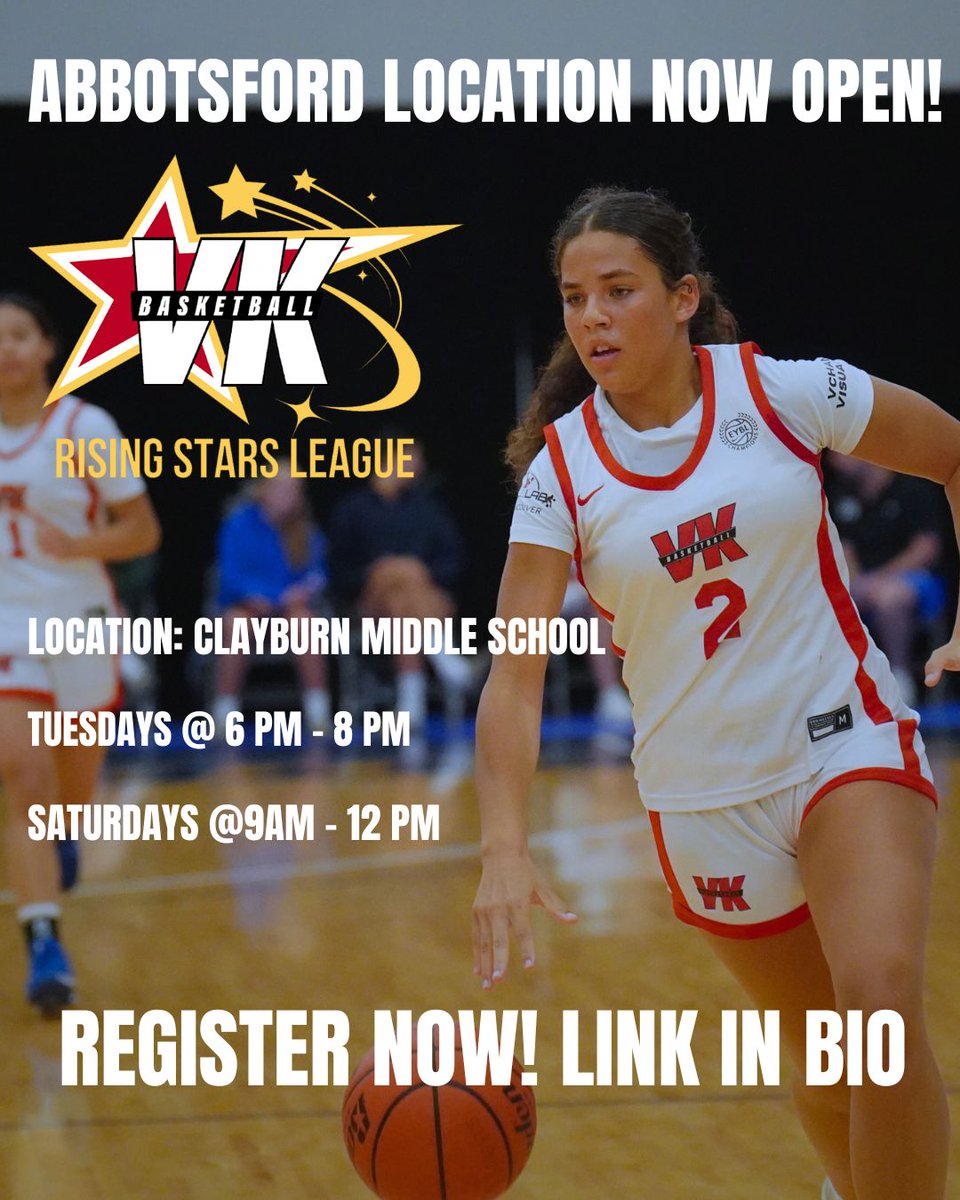 We are excited to announce that registration for VK Rising Stars League-Abbotsford is now open! All girls from grades 4 to 7 are invited! 

Link in Bio for more info and registration