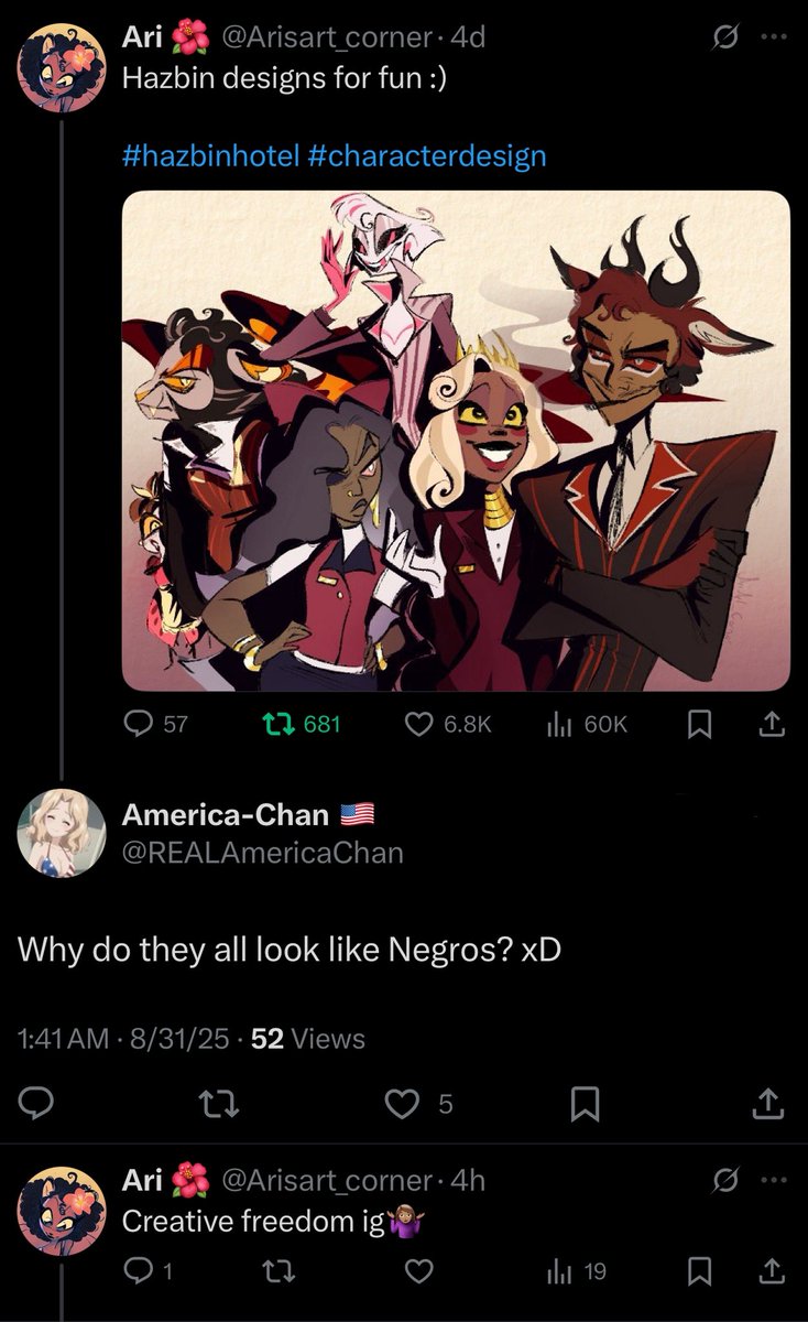 🌺Ari🌺 🌊 .·:*¨¨*:·. 🌊 .·:*:·. (@arisart_corner) on Twitter photo I think I should draw more black coded hazbin redesigns just to piss ppl off <33 I think I should draw more black coded hazbin redesigns just to piss ppl off <33
