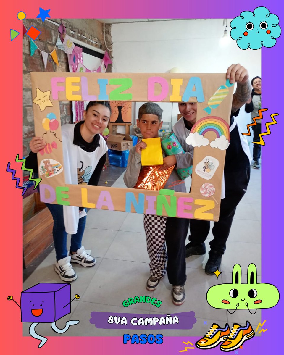 Este Día de la Niñez lo celebramos en el Merendero Niña con juegos, risas y mucha alegría. Compartimos una tarde especial con las y los chicos que asisten habitualmente y, además, entregamos las zapatillas de nuestra campaña #GrandesPasos 👟💜.