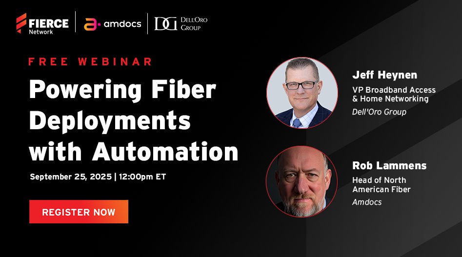 📢 Join us for a #webinar with Dell’Oro Group VP Broadband Analyst Jeff Heynen and Amdocs' Head of NA Fiber Rob Lammens on how automation cuts costs &amp; accelerates fiber ROI.
Complimentary white paper for attendees!
Register: fierce-network.com/premium/webina…
#Broadband #Fiber