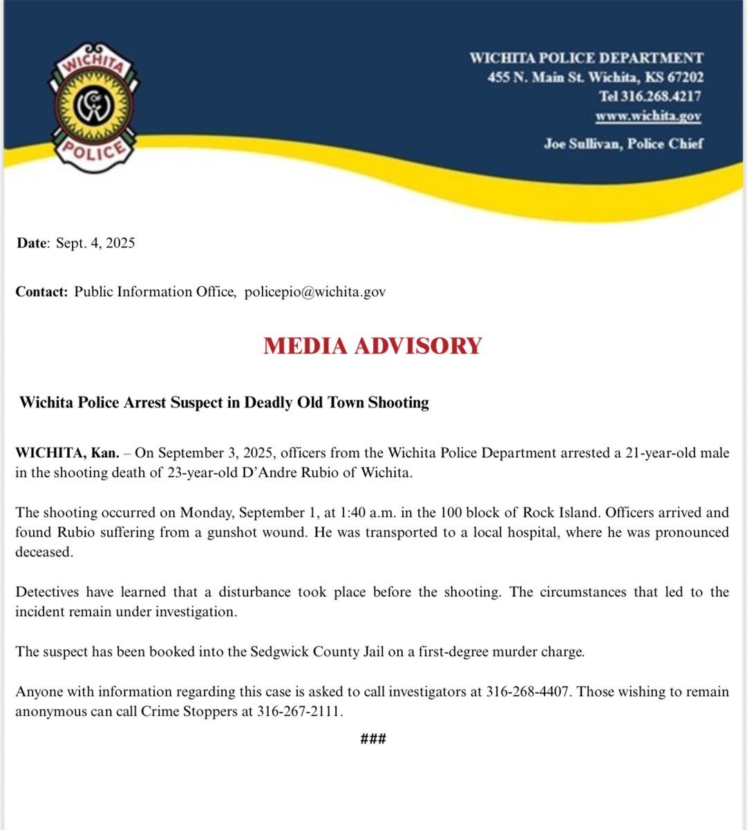 Wichita Police tweet media
