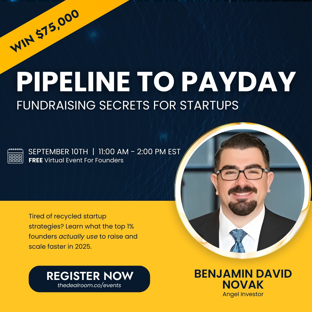 The startup fundraising secrets nobody shares until now.  Tired of vague advice and recycled startup clichés?  So are we.  Register here... thedealroom.co/events?utm_sou…