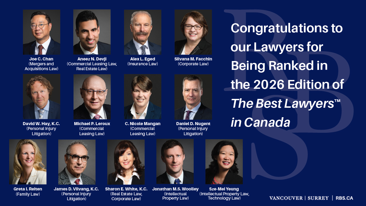 Our lawyers are recognized across 10 practice areas in “The Best Lawyers in Canada™”. This prestigious inclusion is based on peer-review &amp; comprised of the consensus of leading lawyers on the professional abilities of their colleagues within the same region &amp; practice areas #RBS
