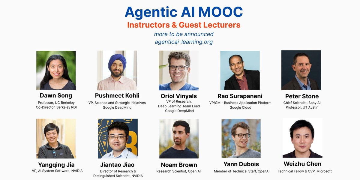 🚀 Excited to announce our new Agentic AI MOOC | Fall 2025! Following our successful MOOCs in the Fall’24 and Spring’25 w. 25k+ registered learners, we're diving deeper into #AgenticAI—from LLM foundations and agentic frameworks to real-world applications in code generation, web