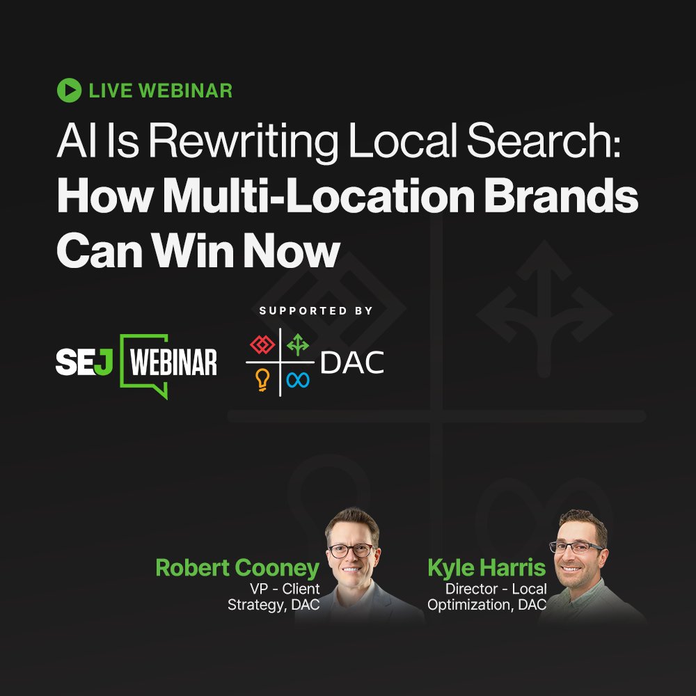 sejournal's tweet image. #LocalSearch is shifting fast.
Maps Packs, #AIOverviews, and social proof are redefining how customers discover brands.
📊 Join @DAC_group’s Robert Cooney &amp;amp; Kyle Harris to get:
   ✔ Fresh study results on evolving SERPs
   ✔ Data-driven strategies for multi-location visibility…