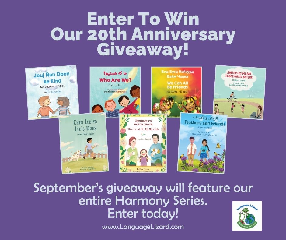 It's September, so that means another awesome giveaway🌟🌟 

This month, we are featuring our bilingual 📚Living in Harmony Series. Enter today at zurl.co/V0Vhk.

#bilingualkidsbooks #bilingualteachers #bilingual #bilingualkids #teacherresources #teachergiveaway