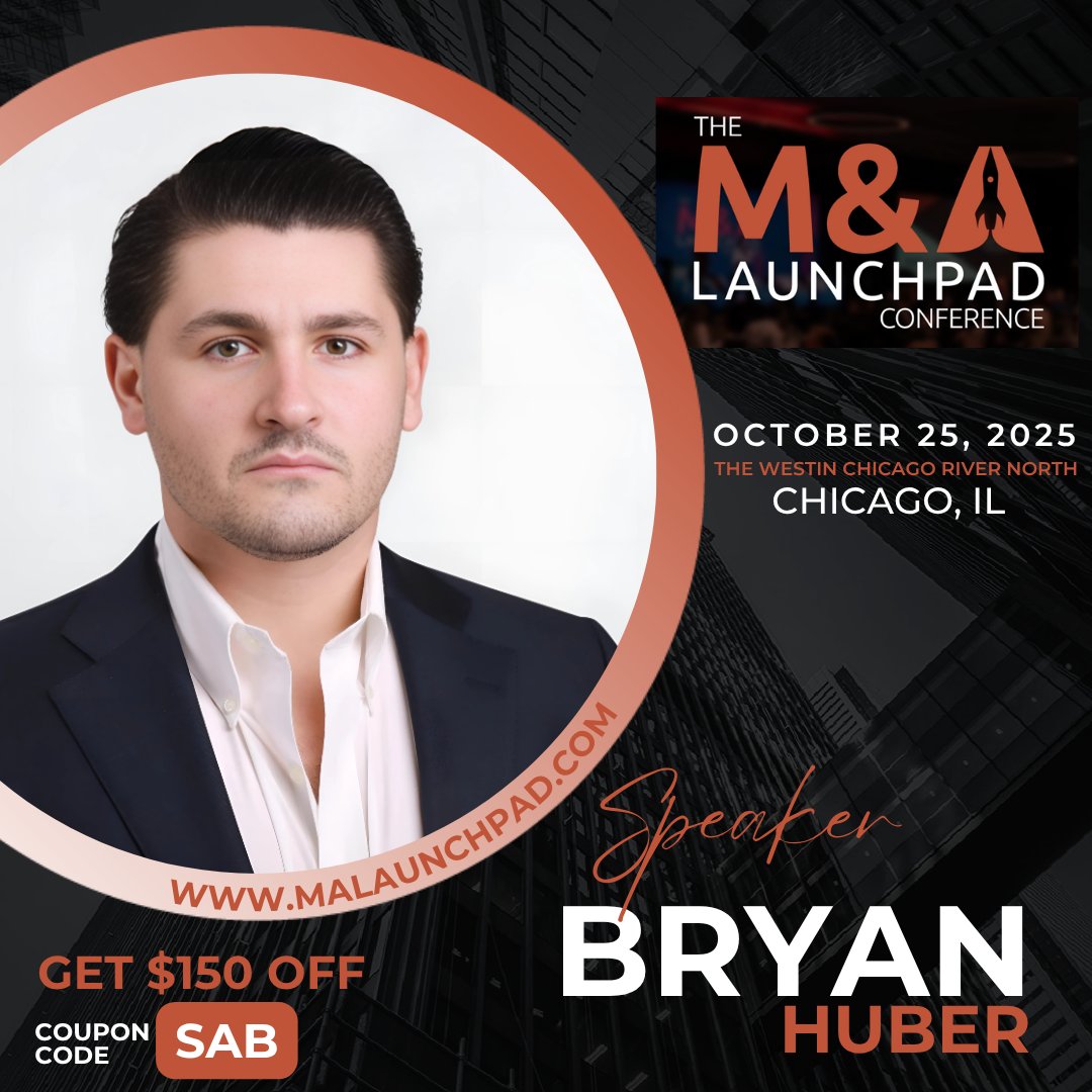 🔦 Speaker Spotlight: Bryan Huber, Partner at SAB Capital &amp; Director of the Sale Leaseback Group, joins us at the M&amp;A Conference Oct 25 in Chicago. Don’t miss his expertise in structuring &amp; executing sale leaseback deals.

🎟️ malaunchpad.com #MAConference