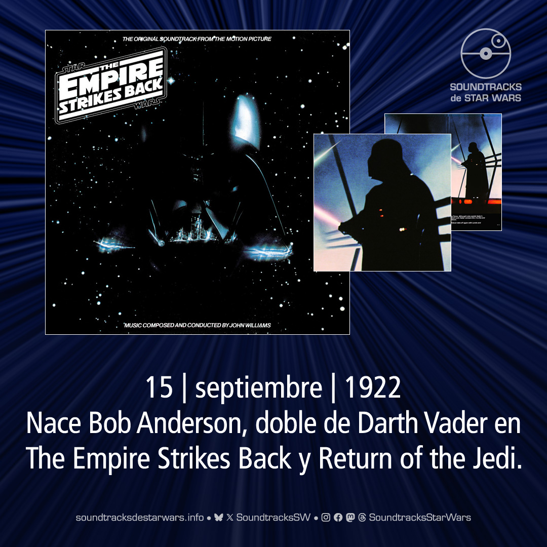 SoundtracksSW's tweet photo. El 15 de septiembre de 1922 nace Bob Anderson, doble de Darth Vader en The Empire Strikes Back y Return of the Jedi.
On September 15, 1922, Bob Anderson, stunt double for Darth Vader in The Empire Strikes Back and Return of the Jedi, was born.
#StarWars #BobAnderson #DarthVader https://t.co/3R4nQ1dr5M