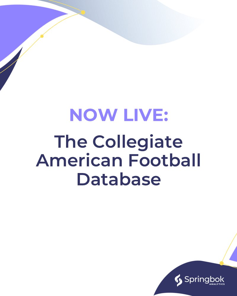 SpringbokTech's tweet image. Introducing our largest sport-specific database yet: 𝗧𝗵𝗲 𝗖𝗼𝗹𝗹𝗲𝗴𝗶𝗮𝘁𝗲 𝗔𝗺𝗲𝗿𝗶𝗰𝗮𝗻 𝗙𝗼𝗼𝘁𝗯𝗮𝗹𝗹 𝗗𝗮𝘁𝗮𝗯𝗮𝘀𝗲.
Subjective impressions can only go so far. True performance health comes from objective, measurable data that shows where an athlete is today, and…