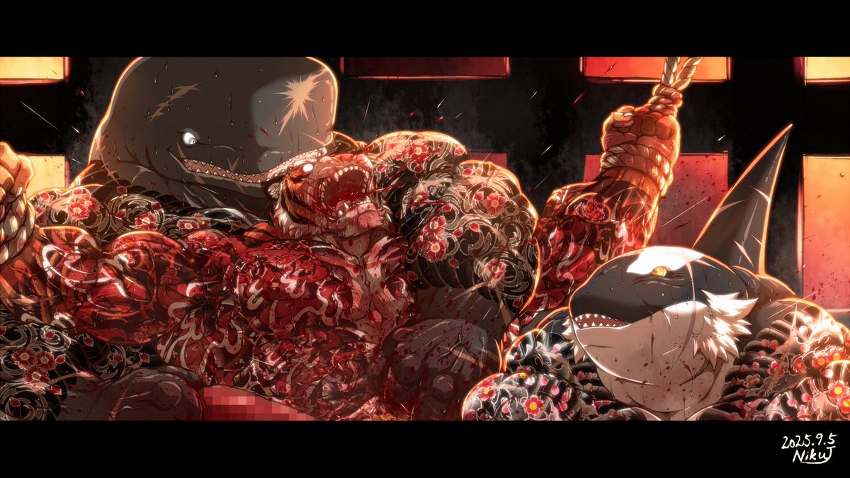 🐋「仕留めた獲物は生きのいいうちに捌かねぇとなァ！」

FANBOX：niku-18.fanbox.cc/posts/10470602