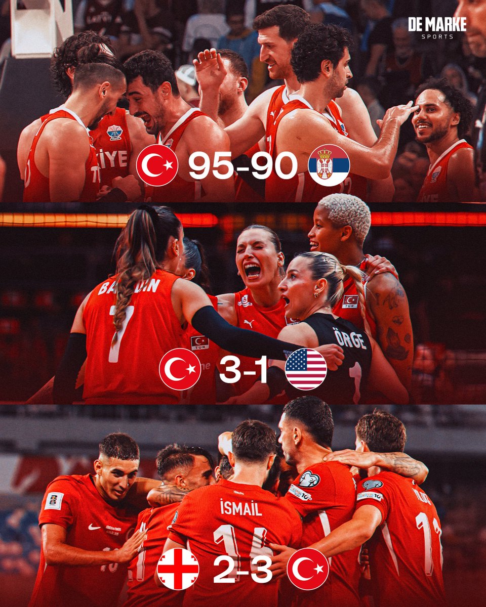 Son 24 saatte 3 milli takımımız da galibiyet aldı! 🇹🇷🇹🇷🇹🇷