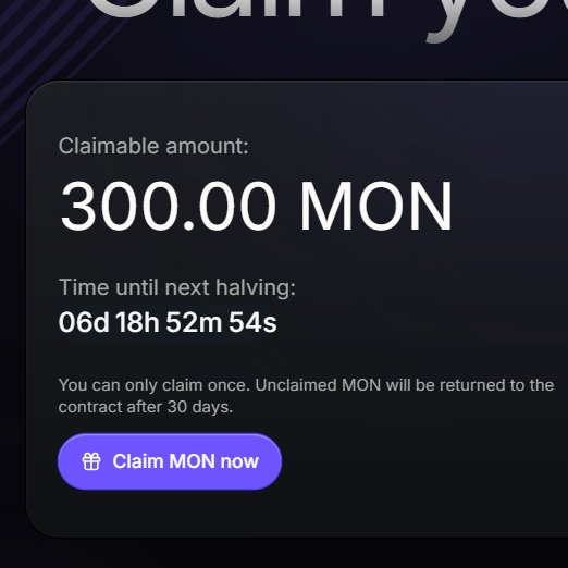 I am grateful to <a href="/ChimpersHQ/">Chimpers</a> for getting me into things early

Got my Purple Pass and a good 300 $MON testnet tokens