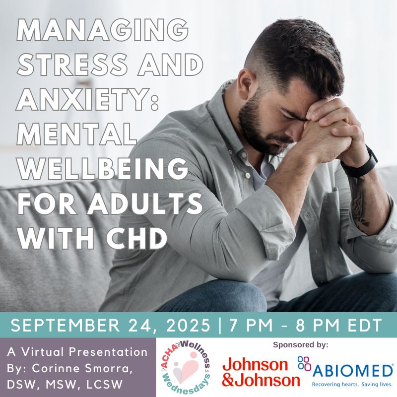 ACHA_Heart's tweet photo. ACHA's upcoming webinar will explore the connection between congenital heart conditions and #mentalhealth, offering practical strategies to cope with stress, reduce anxiety, and build emotional resilience. Join us later this month to learn about common triggers, the impact of living with chronic health conditions on mental wellbeing, and more. Visit https://t.co/Ststt6GV0R to register today.

#CHDAwareness #CHDCare4Life #CHD #ACHD