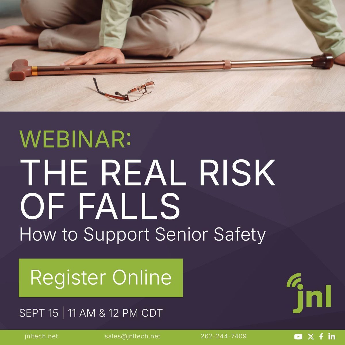 JNLTechnologies's tweet image. There’s still time to sign up for JNL’s upcoming webinar!
Dive into crucial data, next steps, and opportunities to use leading technologies to improve outcomes for seniors.
Register: buff.ly/avTxrB3
#SeniorLiving #FallPrevention #FallDetection #LiveWebinar #SeniorCare