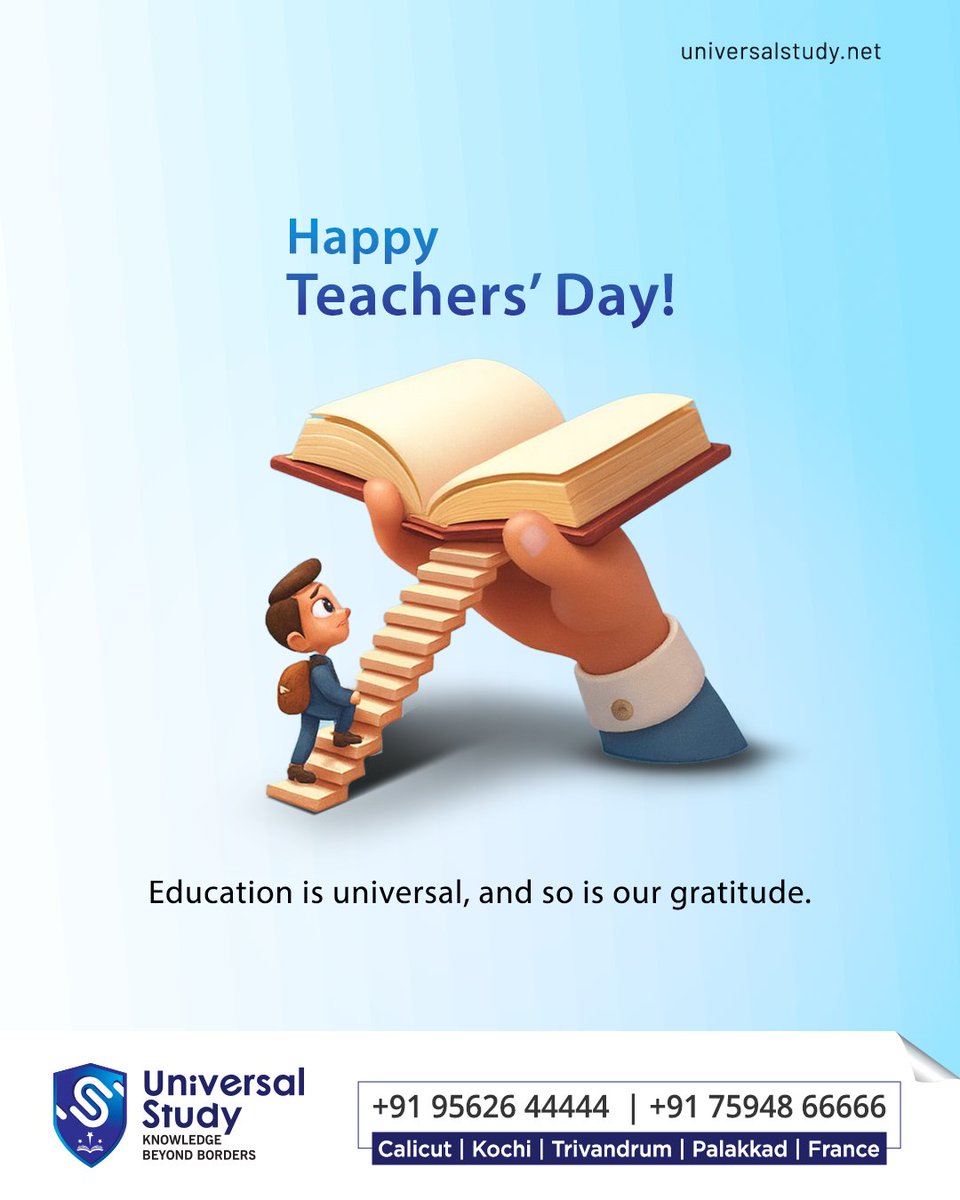 Study79364Study's tweet image. Happy Teacher&apos;s Day
Education is universal , and so is our gratitude
.
.
.
#UniversalStudy #StudyAbroad #TeachersDay #HappyTeachersDay #RespectTeachers #TeachersInspire #TeachersDay2025