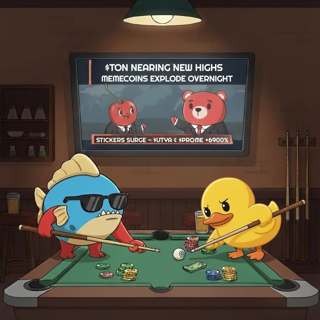 Gn to the $TON ecosystem! @TonUtyaCoin and I had tons of fun playing some pool at the bar last night, let me tell you, that duck knows how to party, and we even saw some other sticker frens on the news!

Big things ahead for all of us.