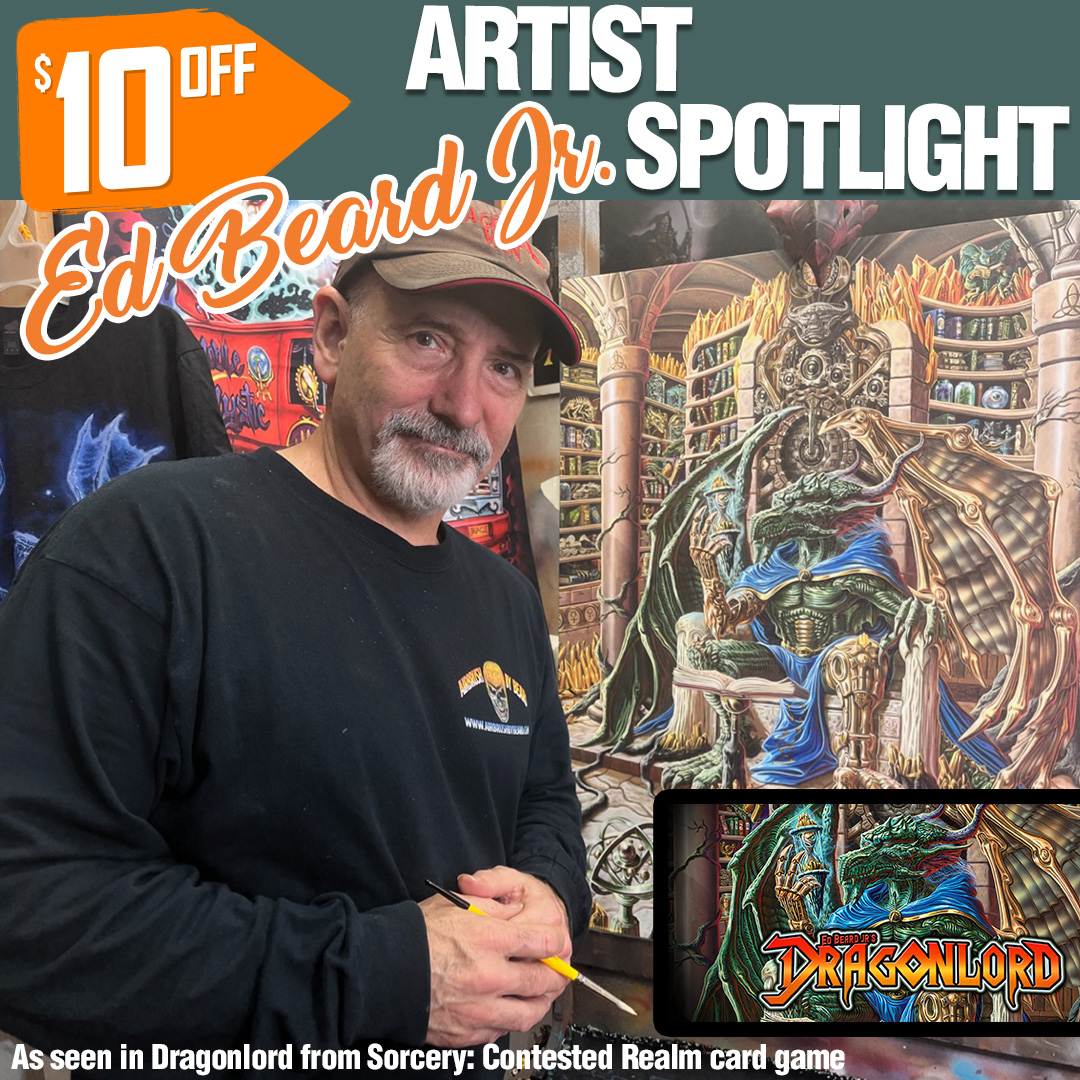 $10 OFF Artist Spotlight Ed Beard Jr. - NEW Designs as seen in Dragonlord from Sorcery: Contested Realm card game &amp; more unique fantasy art works themountain.com/ed-beard/?sort… $4 Shipping #edbeardjr #edbeard #dragonlord #tolkien #fantasy #dragons