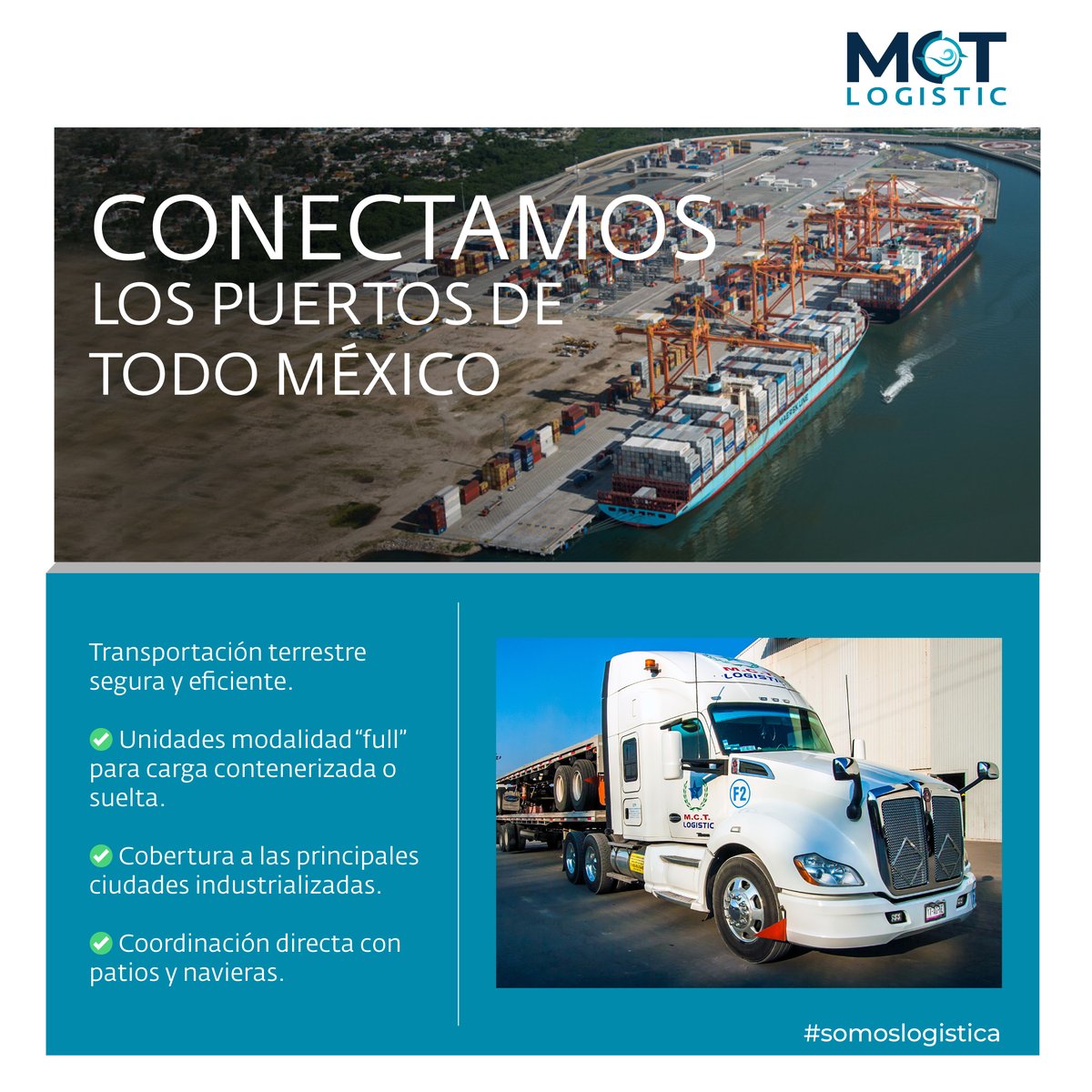 🚚🌎 En MCT Logistic tu carga no se queda en el puerto: la llevamos a su destino.

Ofrecemos transportación terrestre con unidades seguras, modernas y listas para cubrir rutas nacionales, adaptándonos a las necesidades de importadores, exportadores y agentes aduanales.