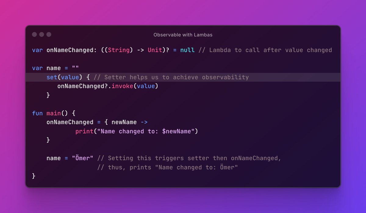 drmobiledev's tweet image. How to create a simple Observable using lambdas in Kotlin 👇🏼

#AndroidDev #KotlinDev