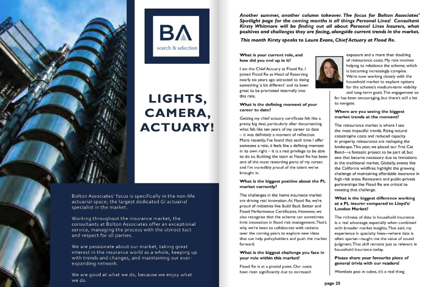 BoltonAssociate's tweet photo. In our series for @actuarialpost , our Spotlight page is now focussing on interviewing Personal Lines Insurers, what positives and challenges they are facing, alongside current trends in the market. Kirsty Whitmore speaks to Laura Evans, @floodre 
https://t.co/DIq5x1Wtop https://t.co/ab83AsIevG