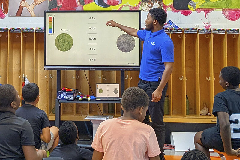 rushedd1's tweet photo. So proud of my AA ETE grad! As part of his summer internship, TJ McKinney, now in the bachelor's EME program, taught his students about horseshoe crabs, green infrastructure, and the urban heat island effect. I love the student engagement! https://t.co/7YRmuC48UC https://t.co/XivjnhTVgk