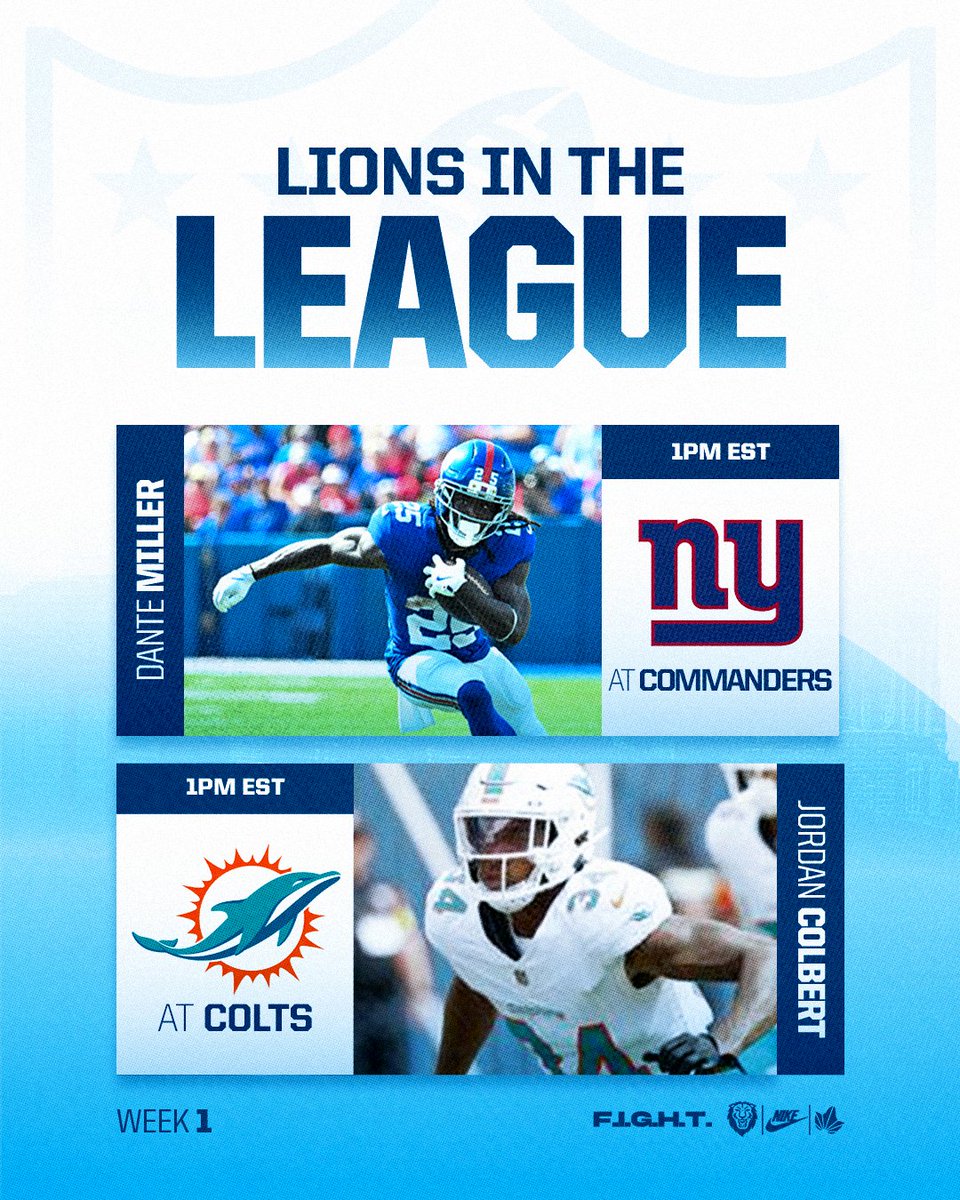 Columbia Football Recruiting (@cufbrecruiting) on Twitter photo Good Luck to our Lions in the League in Week 1!
F.I.G.H.T.              
#CUinNFL Good Luck to our Lions in the League in Week 1!
F.I.G.H.T.              
#CUinNFL