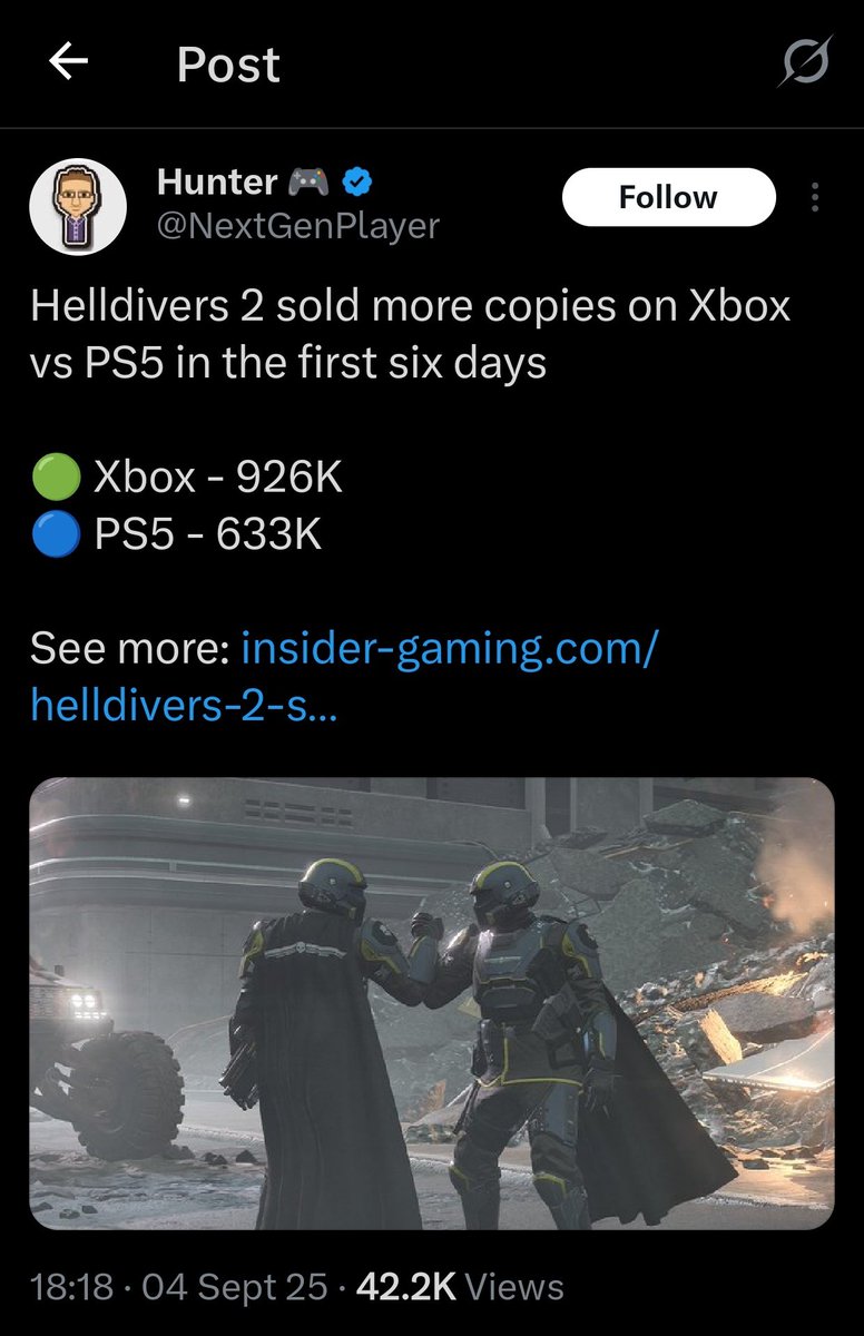 Ankur_aim's tweet image. PlayStation saw Helldivers 2 sales on Xbox and went, 'Uh-oh, time for an emergency meeting with Nixxes!'
The whole slate is coming soon!😈