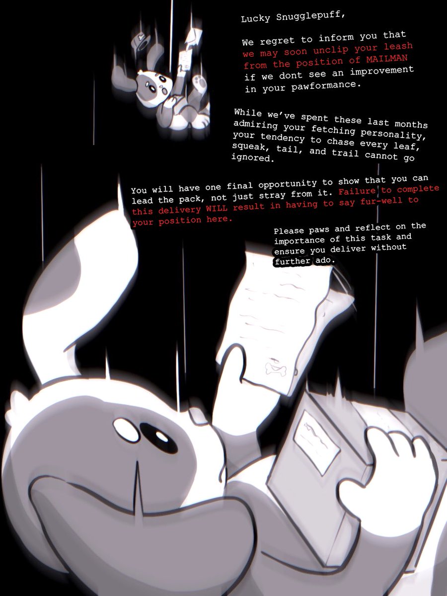 Slime_Girll's tweet photo. Pov: I made a comic where a little dog named Lucky has to deliver mail to Satan (1/?) https://t.co/wgp9M0q7BJ