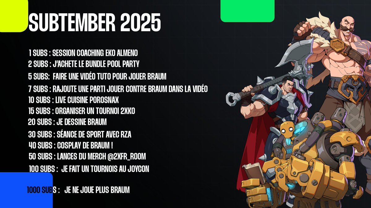 🇫🇷 SUBGOAL 2XKO WATIGOAT 🇫🇷

Voici la liste des Subgoal que vous avez choisie !

On se retrouve mardi pour le début de l'aventure