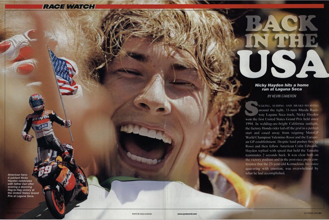 CW1Miles's tweet photo. "Asked by the press to give a one-word description of his weekend, Hayden just look wide-eyed and speechless. Edwards, seated to his left, spoke for him. 'Fairytale,' he said evenly. And so it was." —Kevin Cameron #CycleWorld
https://t.co/aoCEWKYG2D https://t.co/AOcoPFeDcC