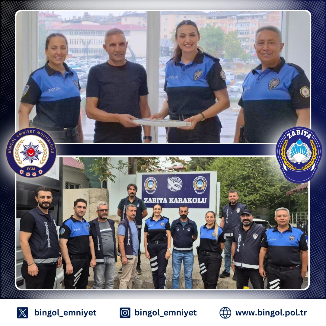 Toplum Destekli Polislik Şube Müdürlüğümüz personelince Bingöl Belediyesi Zabıta Müdürlüğüne ziyaret gerçekleştirilerek, Zabıta Teşkilatı’nın haftası kutlanmış, görevlerinde başarı ve kolaylıklar dileğinde bulunulmuştur. Zabıta Teşkilatı'nın kuruluşunun 199. Yılı Kutlu Olsun.