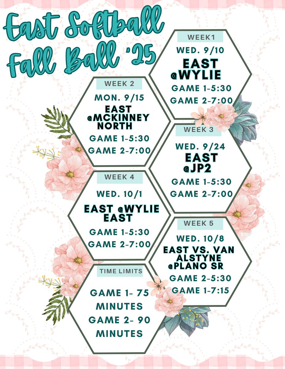 FINAL UPDATE TO FALL BALL SCHEDULE🚨🍂 🥎 Here is our schedule for the 2025 Fall season. Opener will be on September 10th @ Wylie, as indicated in original schedule!