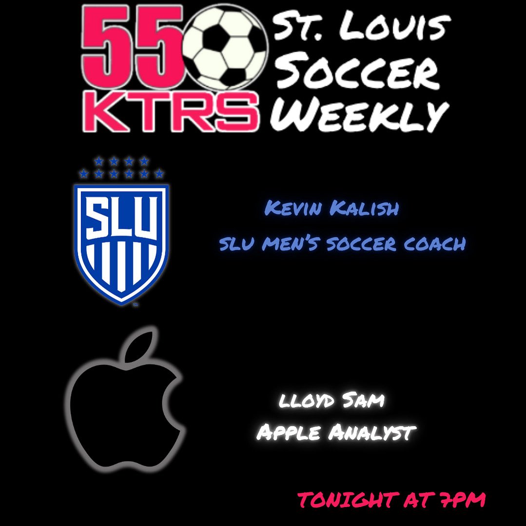 Tune in tonight at 7pm on the <a href="/BigSportsShow/">KTRS Sports</a> for St. Louis Soccer Weekly with <a href="/SLUMensSoccer/">SLU Men's Soccer</a> Head Coach Kevin Kalish and <a href="/Apple/">Apple</a> Analyst <a href="/MrLloydSam/">Lloyd Sam</a> 

#ktrs #radio #soccer #talkofstl