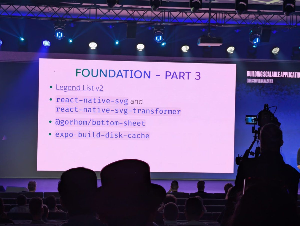 Super cool to see @cpojer sharing his insights! And even cooler to spot my tiny package (expo-build-disk-cache) up there with some legends on stage. Gotta make it to React Universe next year!